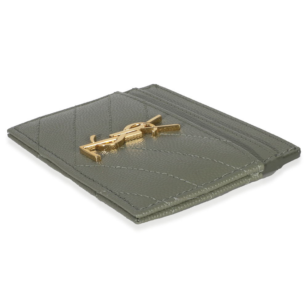 Saint Laurent Light Green Grain De Poudre Matelasse Cassandre Card Case - Picture 6 of 6